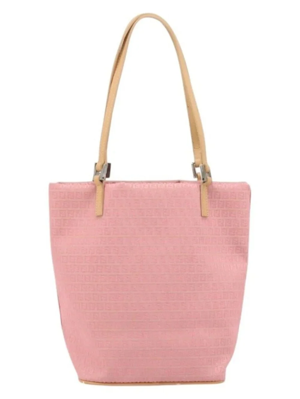 FENDI Zucchino Canvas Tote Bag Pink Silver - Picture 3 of 16